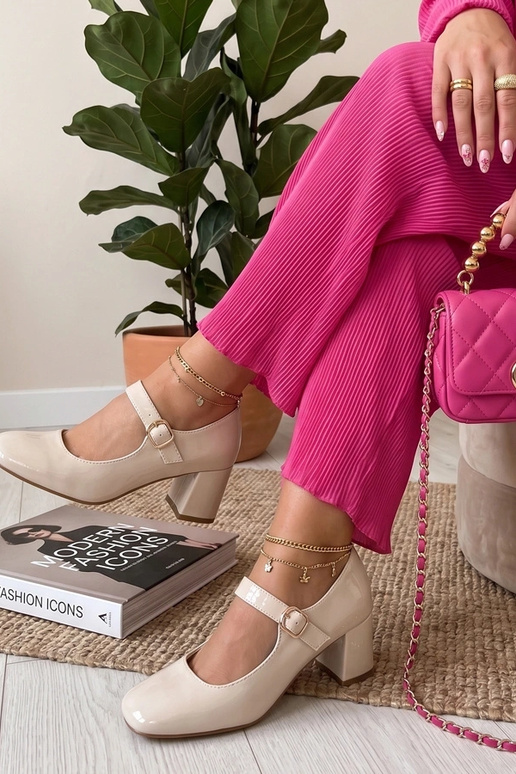 Sand patent leather heeled sandals Gianna