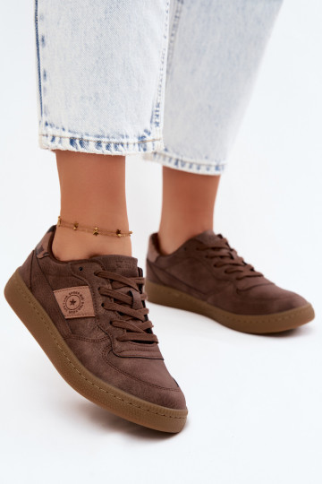 Błyszczące sneakersy dla kobiet Big Star UU274017 w kolorze brązowym 2