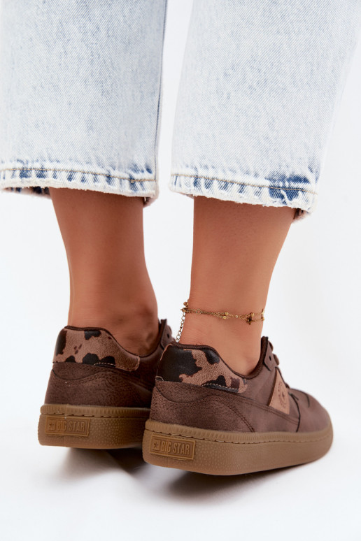Shiny sneakers for women Big Star UU274017 in brown color