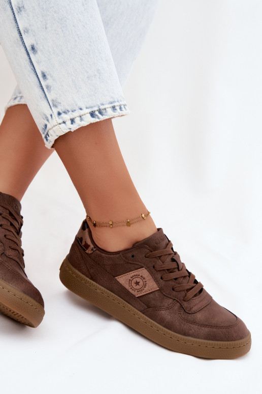 Shiny sneakers for women Big Star UU274017 in brown color