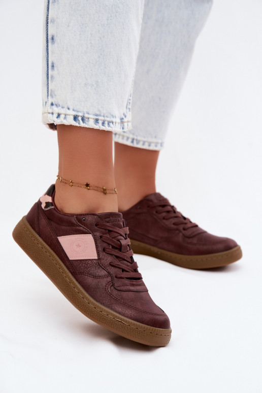Blizgantys sportbačiai moterims Big Star UU274016 bordo spalvos