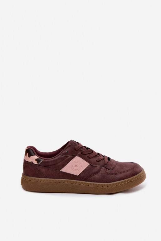 Błyszczące sneakersy dla kobiet Big Star UU274016 w kolorze bordowym