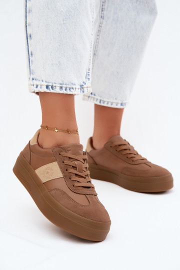 Sneakers for women with platform Big Star UU274015 in brown color 2