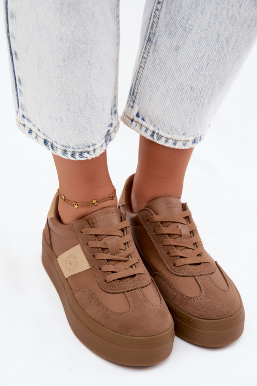 Sneakers for women with platform Big Star UU274015 in brown color