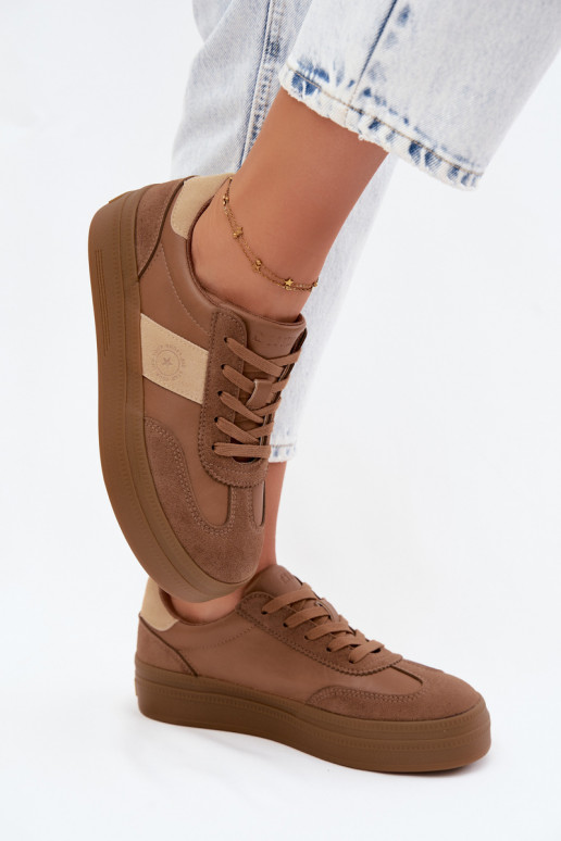 Sneakers for women with platform Big Star UU274015 in brown color