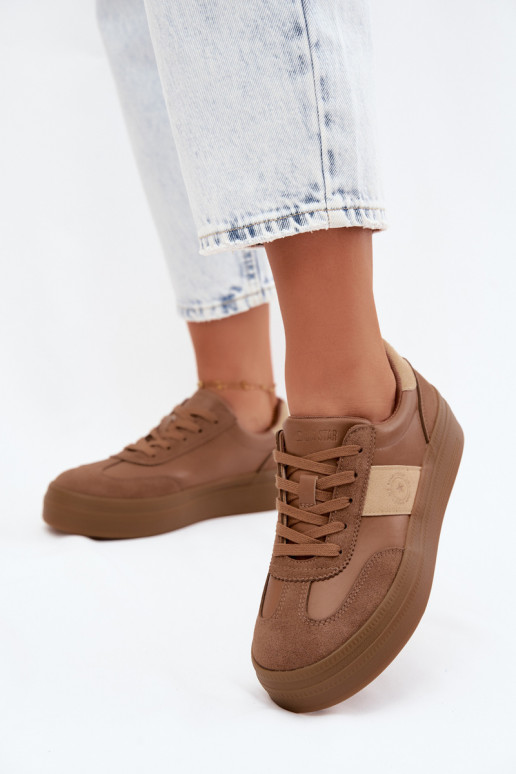 Sneakers dla kobiet na platformie Big Star UU274015 w kolorze brązowym