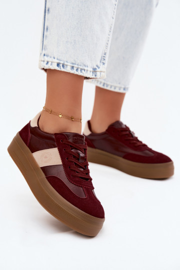 Sneakers dla kobiet na platformie Big Star UU274013 w kolorze bordowym 2