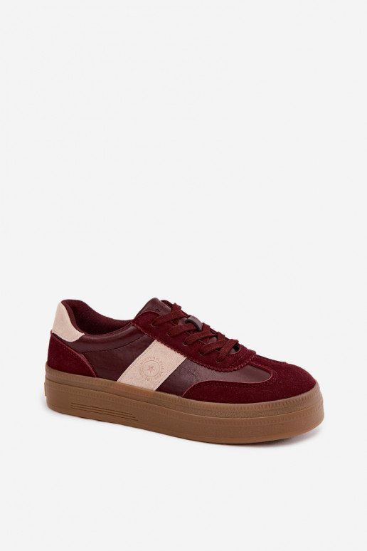 Sneakers dla kobiet na platformie Big Star UU274013 w kolorze bordowym