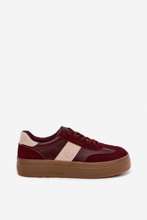 Sneakers for women with platform Big Star UU274013 in burgundy color