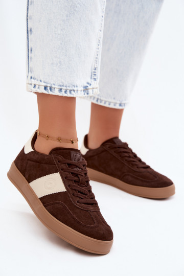Sneakers dla kobiet z sztucznej zamszu Big Star UU274008 w kolorze czekoladowym