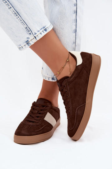Sneakers dla kobiet z sztucznej zamszu Big Star UU274008 w kolorze czekoladowym 2