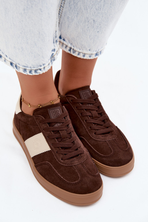 Sneakers dla kobiet z sztucznej zamszu Big Star UU274008 w kolorze czekoladowym