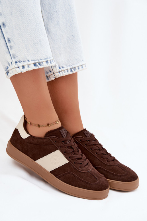 Sneakers dla kobiet z sztucznej zamszu Big Star UU274008 w kolorze czekoladowym