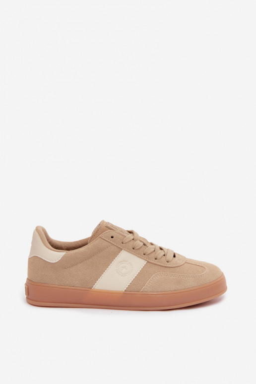 Sneakers for women made of faux suede Big Star UU274009 in sand color