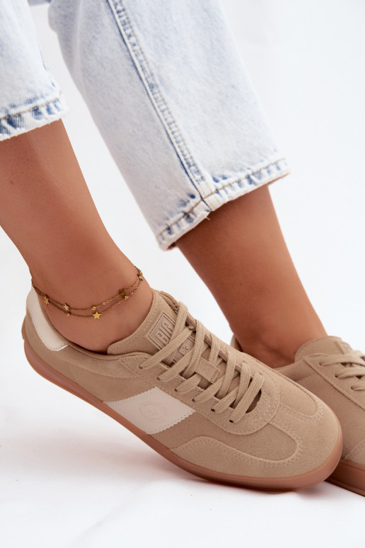 Sneakers for women made of faux suede Big Star UU274009 in sand color