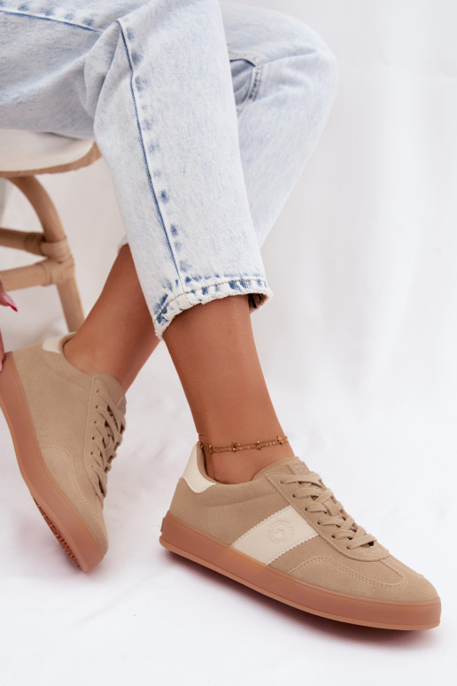 Sneakers dla kobiet z sztucznej zamszu Big Star UU274009 w kolorze piaskowym