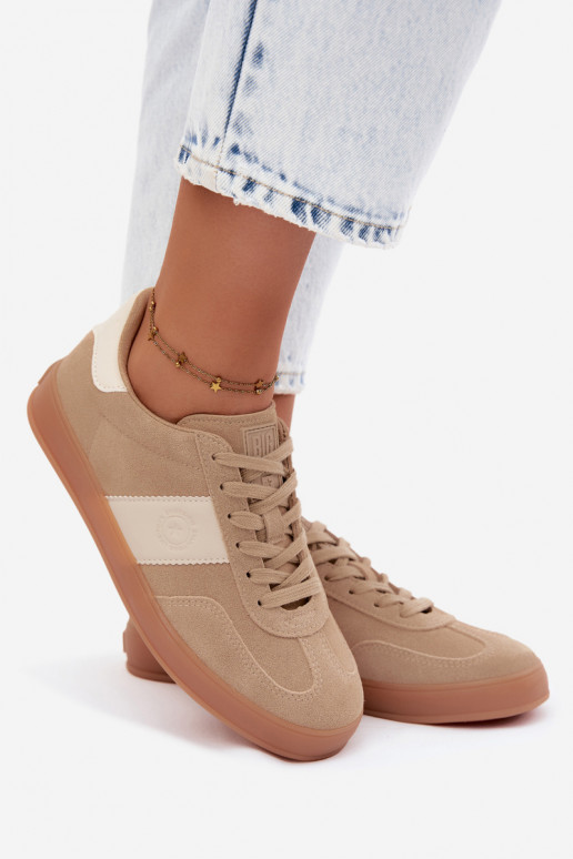 Sneakers for women made of faux suede Big Star UU274009 in sand color
