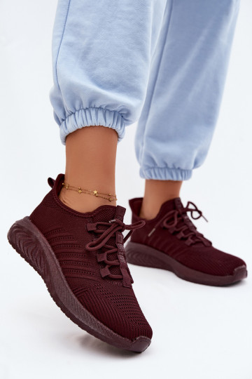 Slip-on sports shoes for women Big Star UU274053 in burgundy color 2