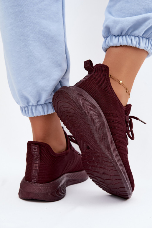 Buty sportowe wsuwane dla kobiet Big Star UU274053 w kolorze bordowym