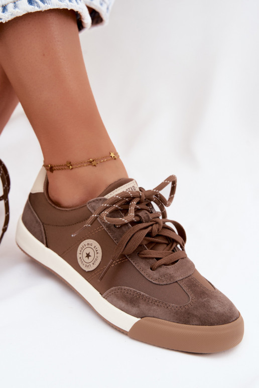 Sneakers z zamszu dla kobiet z podwójnymi sznurówkami Big Star UU274002 w kolorze brązowym