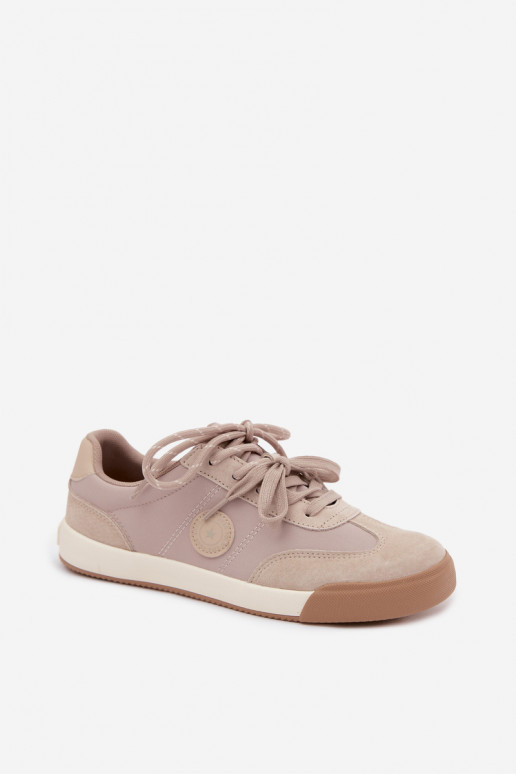 Sneakers z zamszu dla kobiet z podwójnymi sznurówkami Big Star UU274001 w kolorze piaskowym