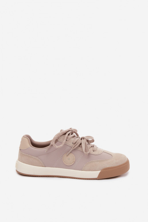 Sneakers z zamszu dla kobiet z podwójnymi sznurówkami Big Star UU274001 w kolorze piaskowym