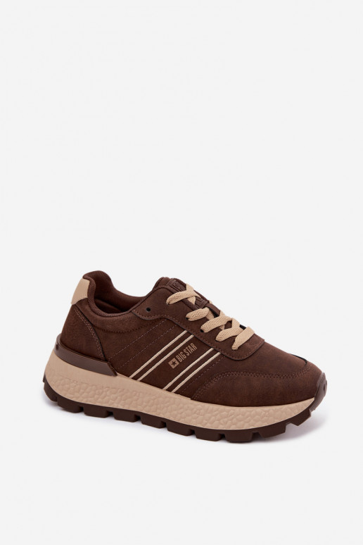 Sneakers for women with platform Big Star UU274040 in chocolate color