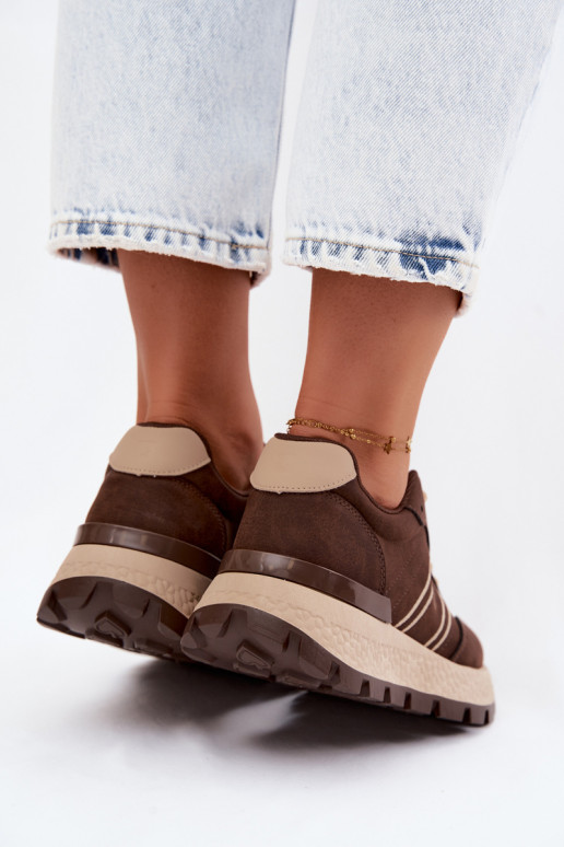 Sneakers dla kobiet na platformie Big Star UU274040 w kolorze czekoladowym