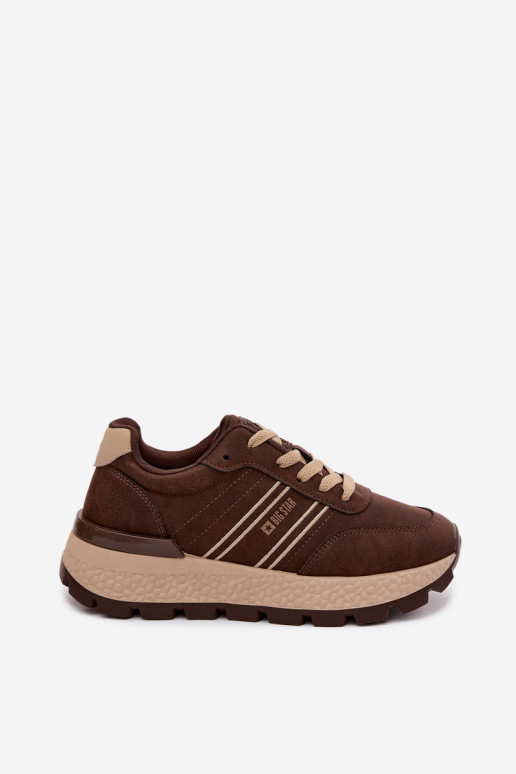 Sneakers for women with platform Big Star UU274040 in chocolate color