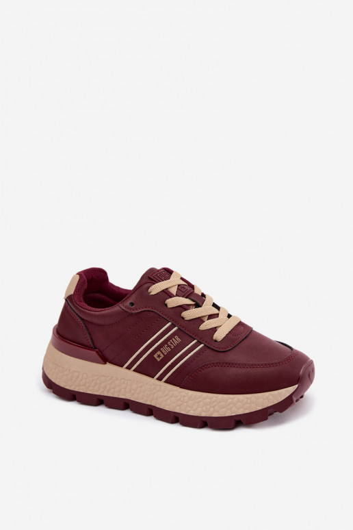 Bordowe sneakersy damskie na platformie Big Star UU274041