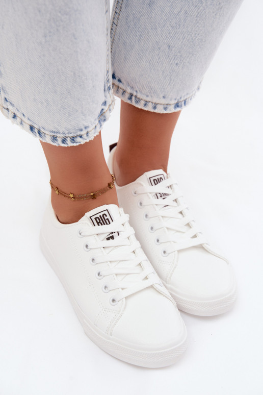 White women's sneakers made of faux leather Big Star TT274960