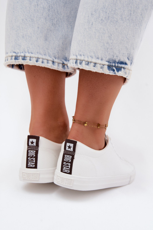 White women's sneakers made of faux leather Big Star TT274960