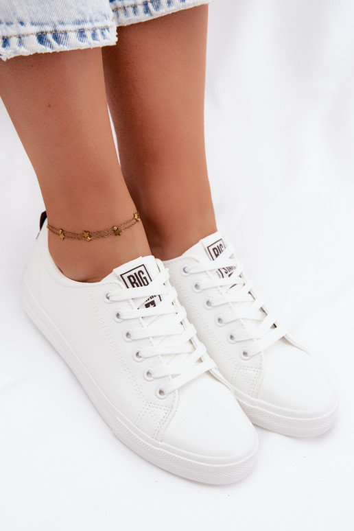 Białe sneakersy damskie z sztucznej skóry Big Star TT274960