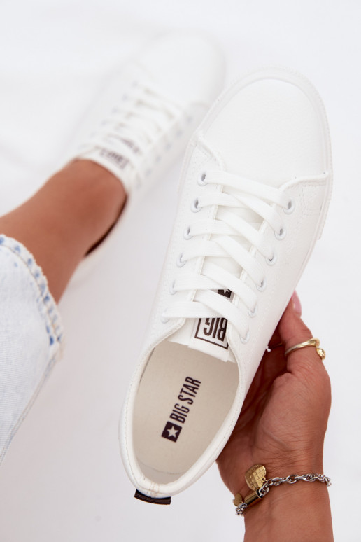 Białe sneakersy damskie z sztucznej skóry Big Star TT274960