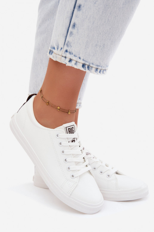 White women's sneakers made of faux leather Big Star TT274960