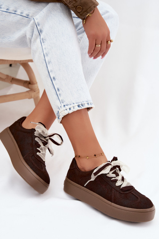 Women's sneakers with platform and decorative laces Big Star UU274004