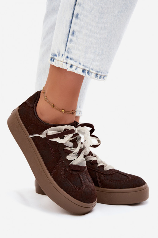 Women's sneakers with platform and decorative laces Big Star UU274004