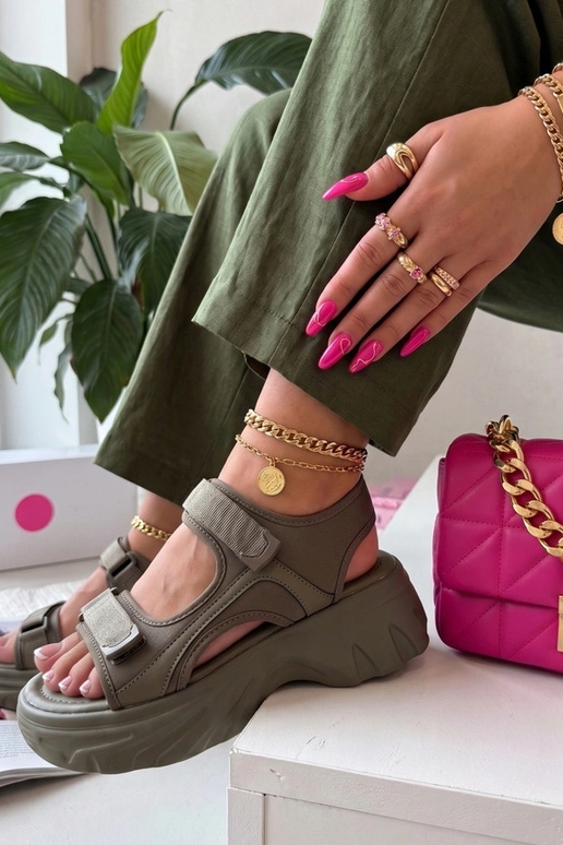 Green sandals on a chunky sole Abigail