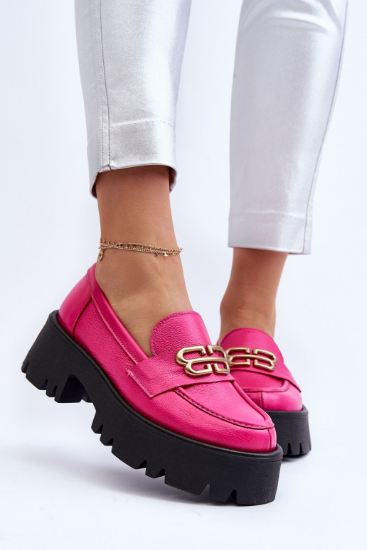 Zazoo 20164 women's moccasins in natural leather, pink