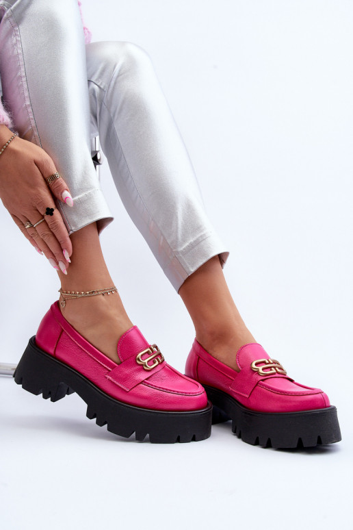 Zazoo 20164 women's moccasins in natural leather, pink