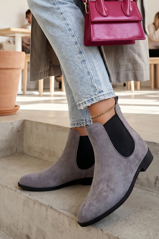 Gray ankle boots with elastic shaft Cinzia