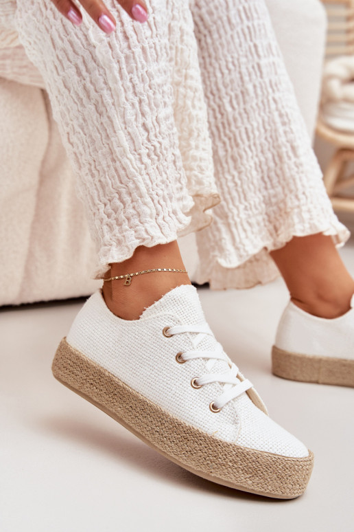 Białe platformowe buty casualowe Princa
