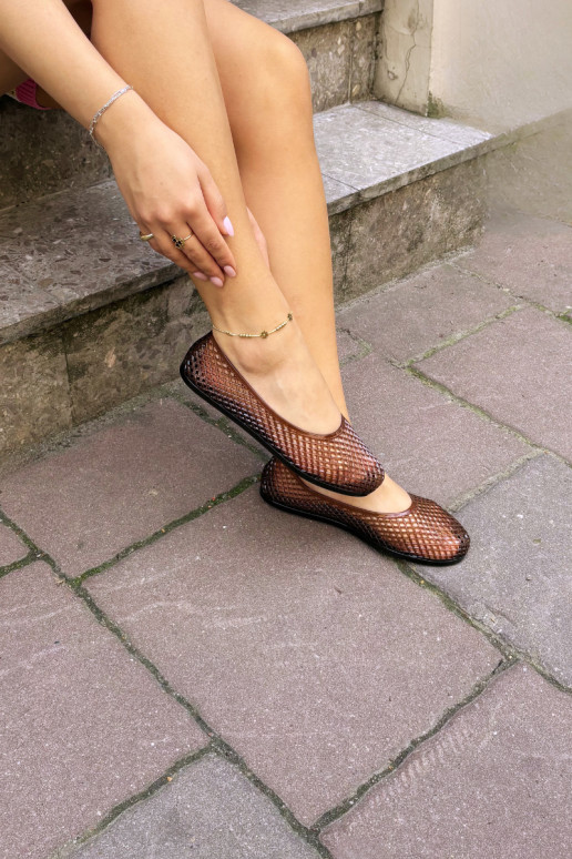 Lace-up rubber ballerinas in brown Bonnita