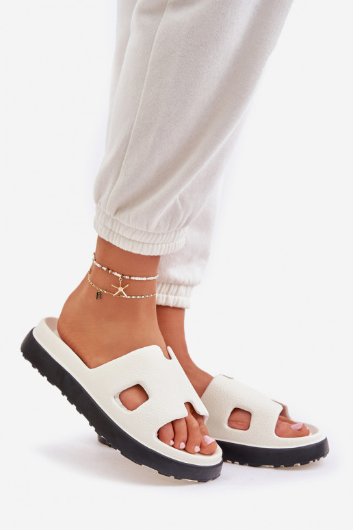 White lightweight slippers with cutouts Neladith