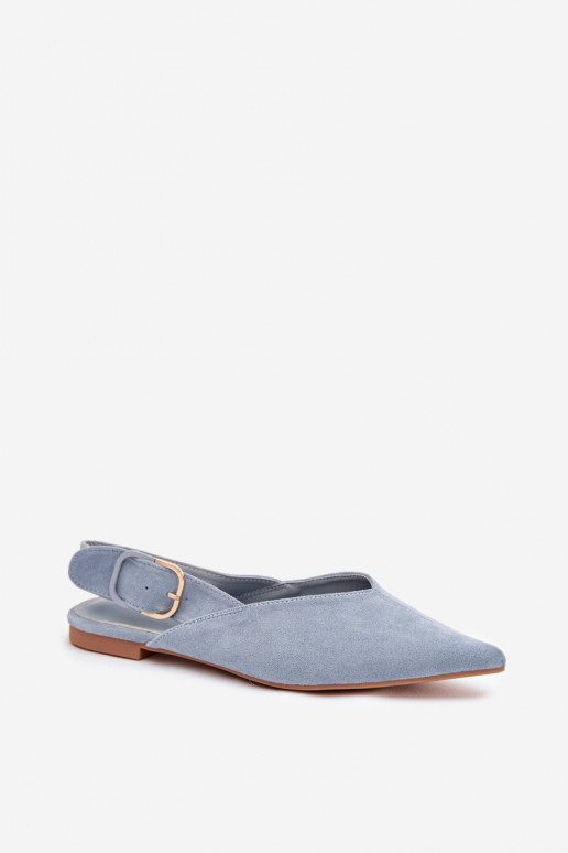 Blue women's ballerinas with buckles Tanelia