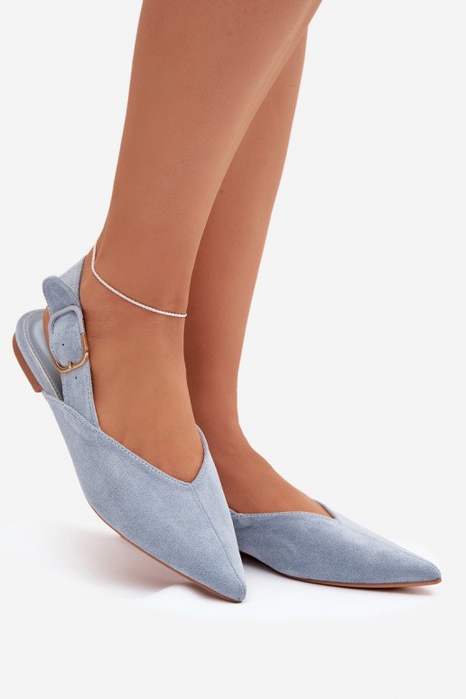 Blue women's ballerinas with buckles Tanelia