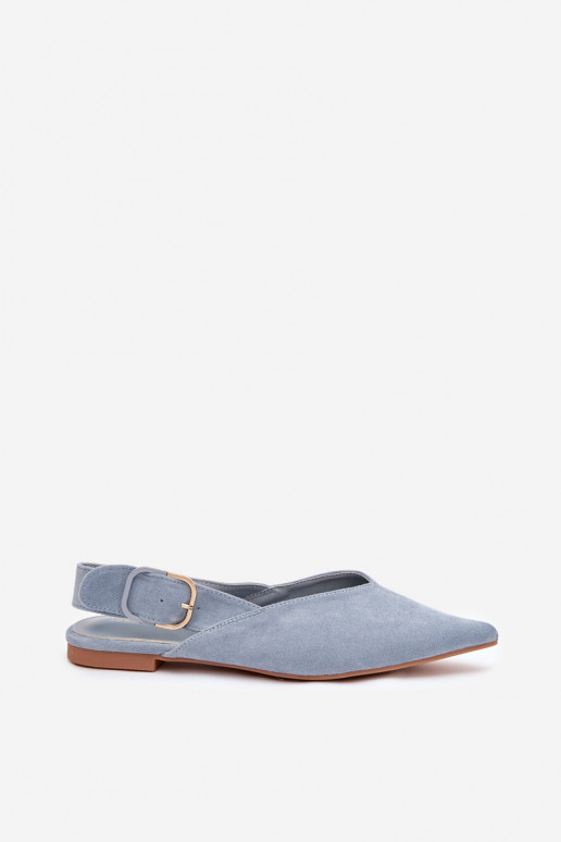 Blue women's ballerinas with buckles Tanelia