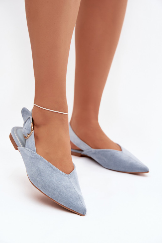 Blue women's ballerinas with buckles Tanelia