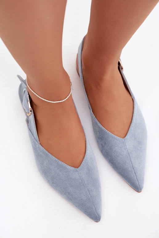 Blue women's ballerinas with buckles Tanelia