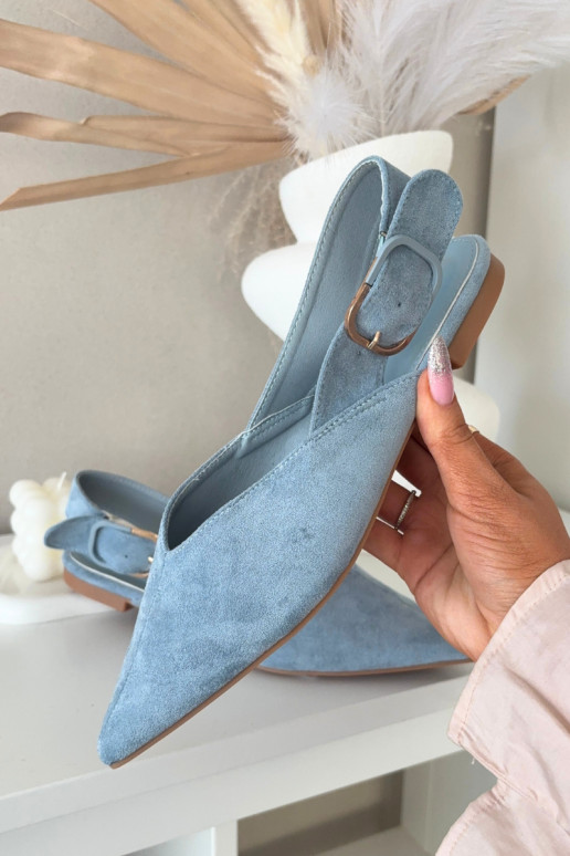 Blue women's ballerinas with buckles Tanelia